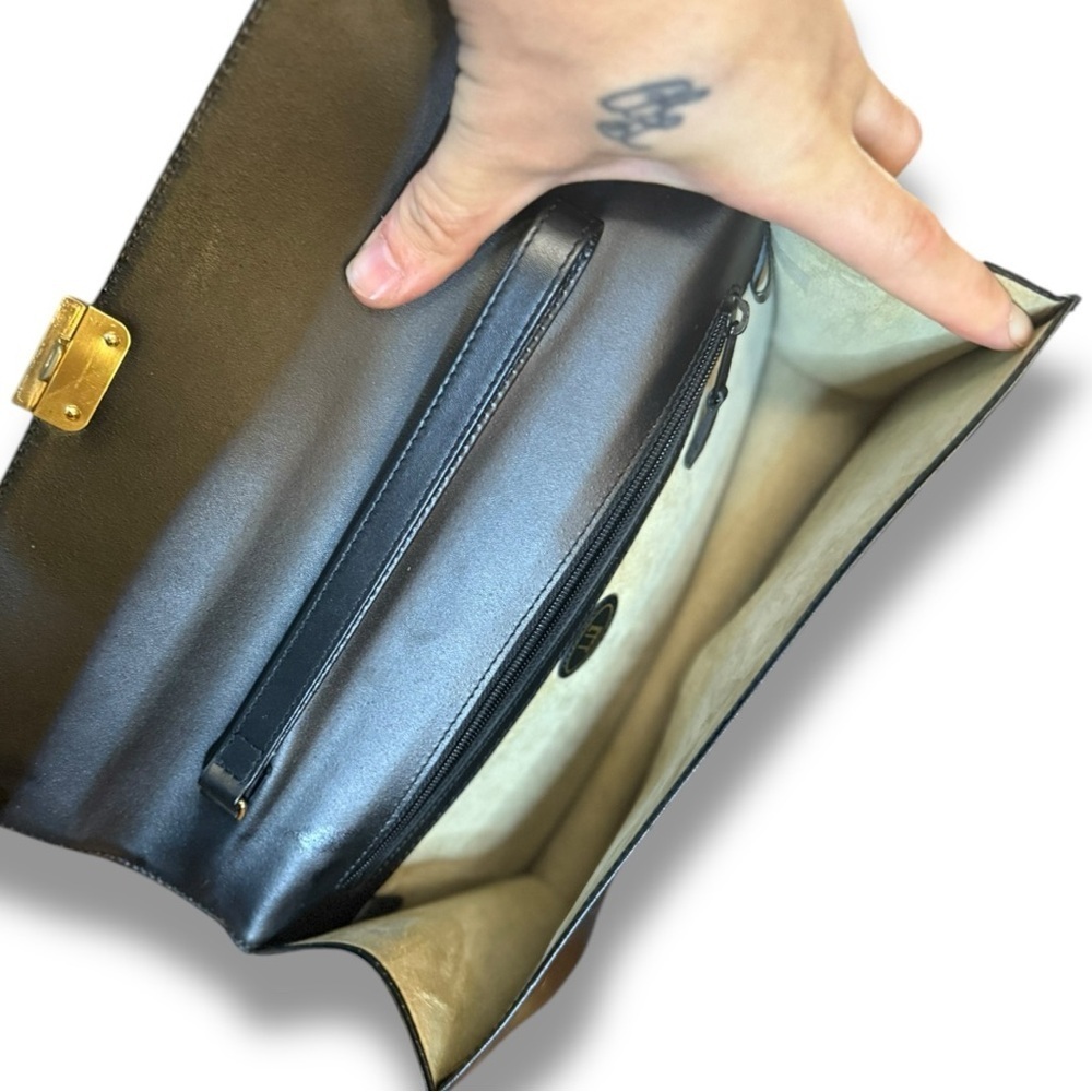 Dunhill Vintage Black Leather Document Clutch with Gold Lock - Picture 7 of 11
